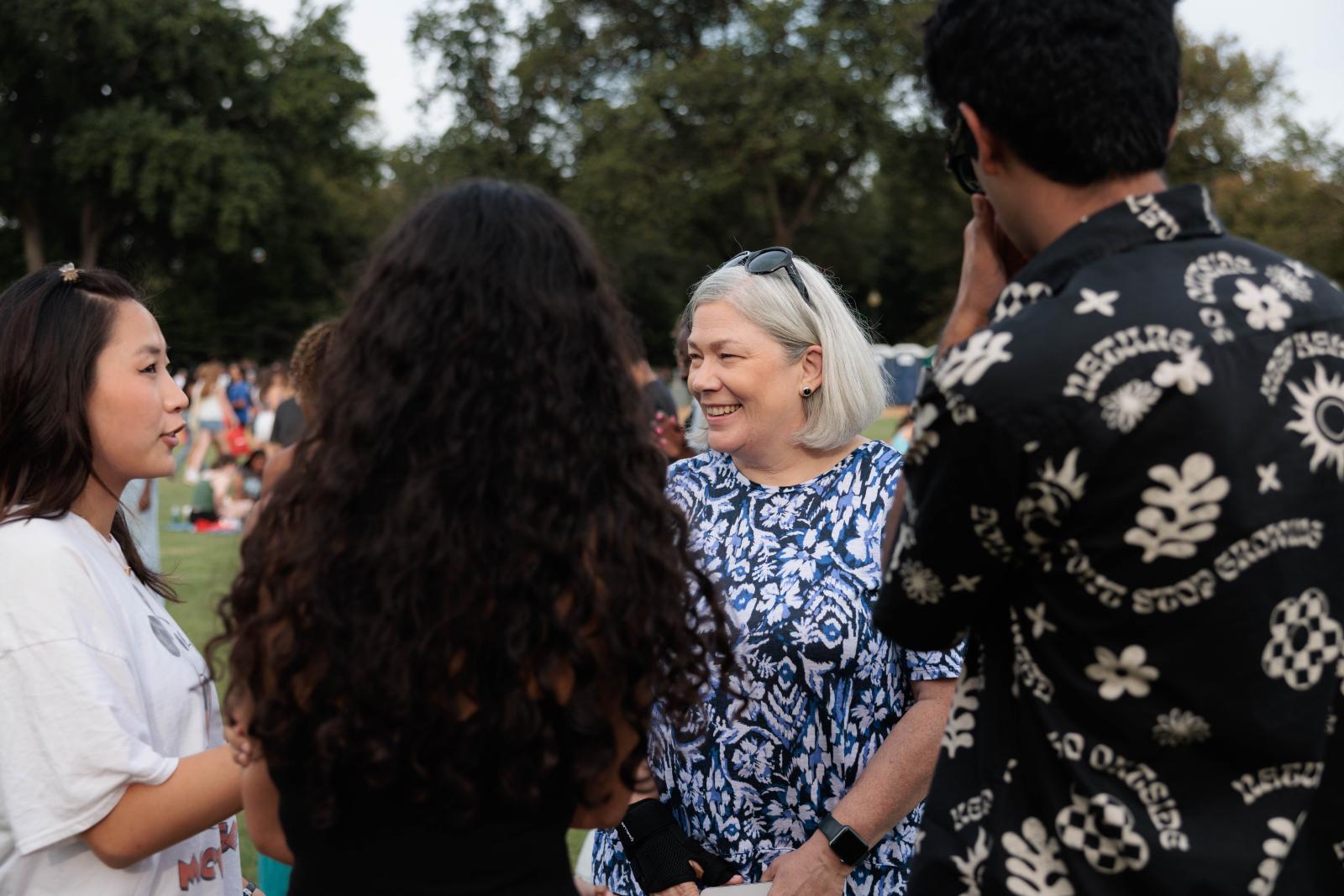 President Granberg meets student during National Mall Kickback